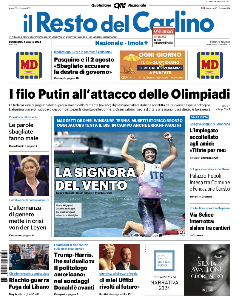 Prima-pagina-il resto del carlino-edizione-di-oggi-20240804